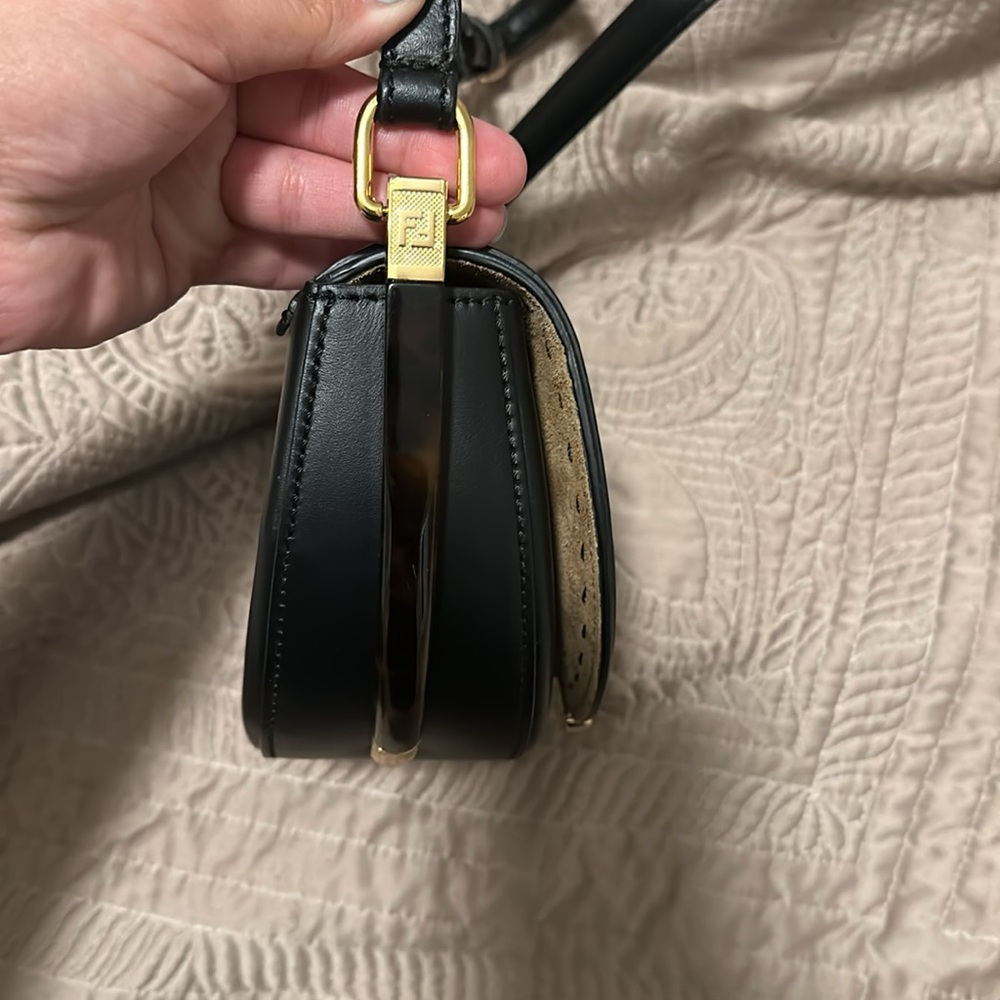 Fendi Black Leather Moonlight Flap Crossbody - Picture 7 of 8